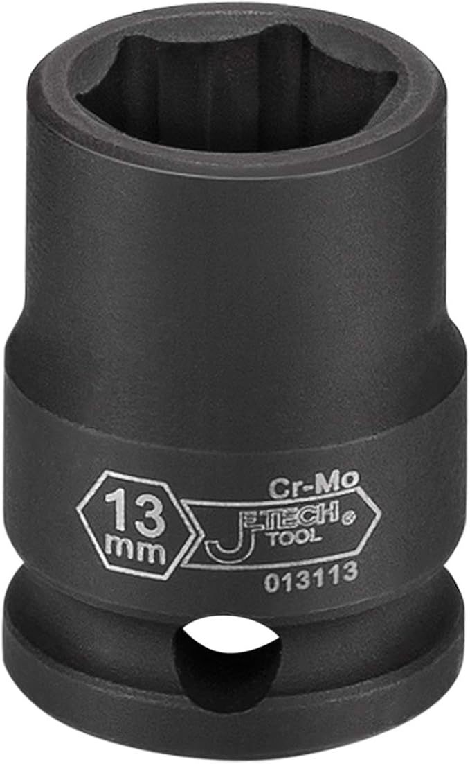 Jetech 6-Point 3/8 Inch Drive Deep Impact Socket 13mm Metric Impact Socket for Easy Removal of Axle Shaft Nuts,Chrome Molybdenum Alloy Steel, Heat Treated