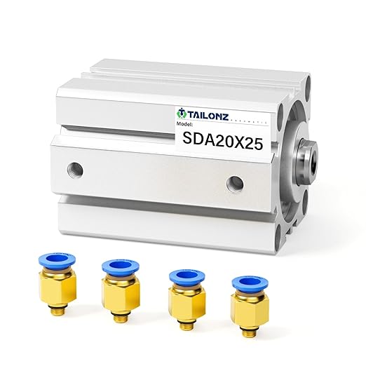 TAILONZ PNEUMATIC 20mm Bore 25mm Stroke Pneumatic Small Thin Cylinder Aluminum Pneumatic Air Cylinder SDA20-25