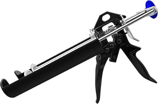 Dual Caulking Gun for 400 mL / 13.5 fl oz, Double Cartridge Epoxy Gun, 28:1 Thrust Ratio, Hand Manual Black Panel Bond Adhesive Caulk Gun (1:1 Mix Ratio)