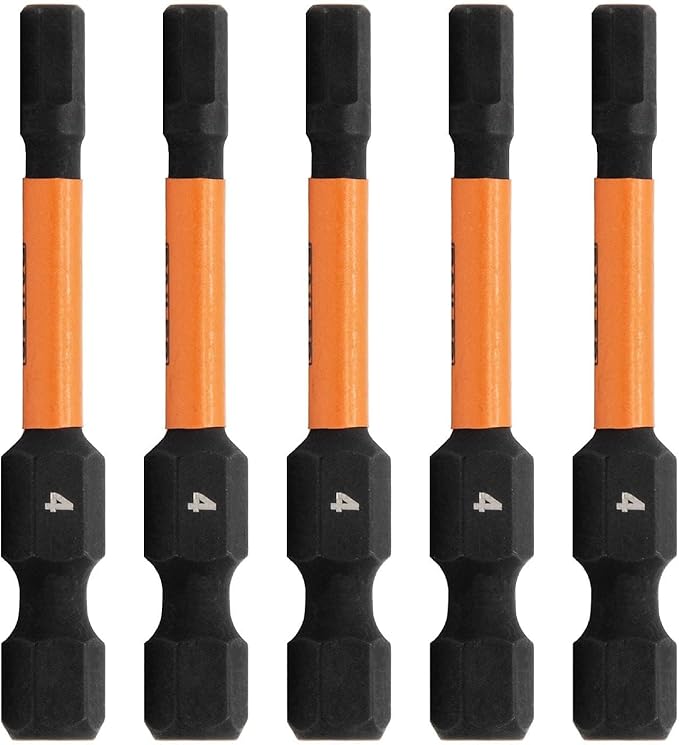 Hex 4mm Impact Driver Bit - Railer Allen Wrench Drill Hex Bits. 1/4 Quick Release S2 Steel 2 inch 4mm Hex Bits. (5 Pack)