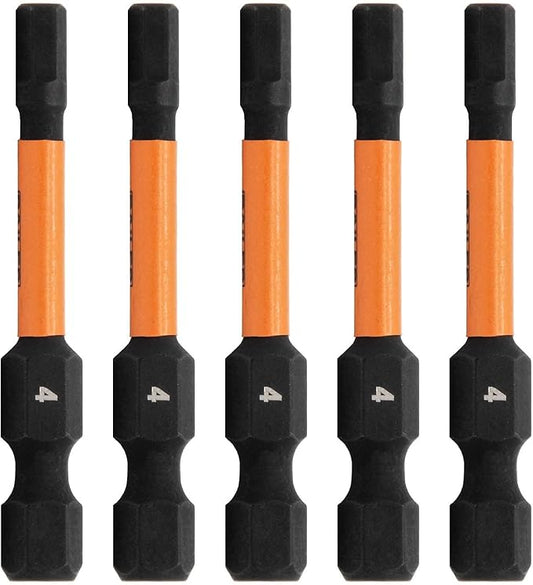 Hex 4mm Impact Driver Bit - Railer Allen Wrench Drill Hex Bits. 1/4 Quick Release S2 Steel 2 inch 4mm Hex Bits. (5 Pack)