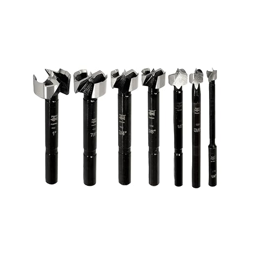Fisch Black Shark Forged Steel Forstner Drill Bit Set for Woodworking, Precision Wave Design, Clean Cuts in Hardwoods, MDF and Plywood, Made in Austria 7 Pcs Set Inc (1/4" to 2-1/8") in Blister Pack