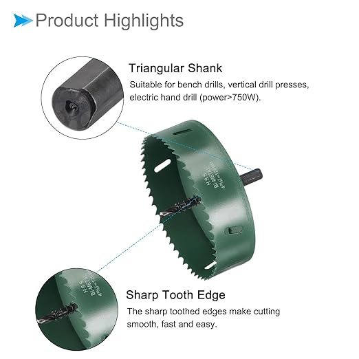Bi-Metal Hole Saw, 125mm 4-29/32 Inch Dia Hole Saw, High Speed Steel Cutter - (Applications: for Wood Brass Zinc), 1-Pieces