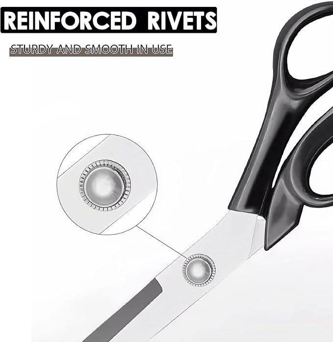 Professional Tailor's Scissors, Heavy Duty Stainless Steel Fabric Cutting Shears, Composite Alloy Blade (Plastic Handle, 10 inches)