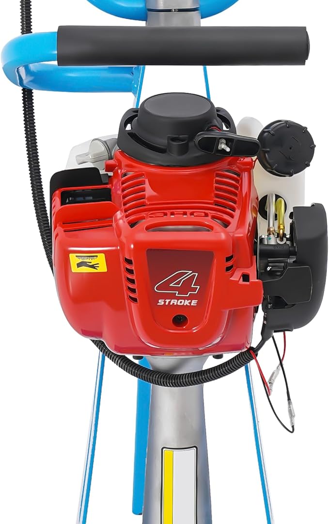Concrete Wet Screed Engine, 4-Stroke 1.2HP 35.8CC Gas Power Concrete Surface Leveling Screed Machine Thick Steel Frame Concrete Screed Vibrating Finishing Tool Without Leveling Board
