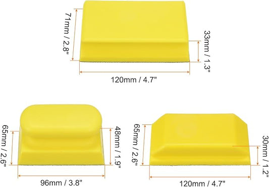 HARFINGTON 3pcs Hand Sanding Blocks Rectangle with Hook and Loop Backing for Wood Metal Car Polishing