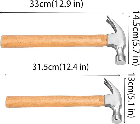 FUNSUEI 4 PCS 18 OZ and 26 OZ Claw Hammer, Carbon Steel Straight Rip Claw Hammer with Smooth Face Wood Handle for Prying Nails, Woodworking, Repairing