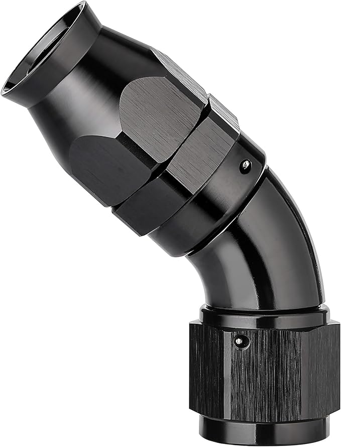 EVIL ENERGY 10AN 45 Degree PTFE One Piece Full Flow End Hose Fitting Aluminum Black