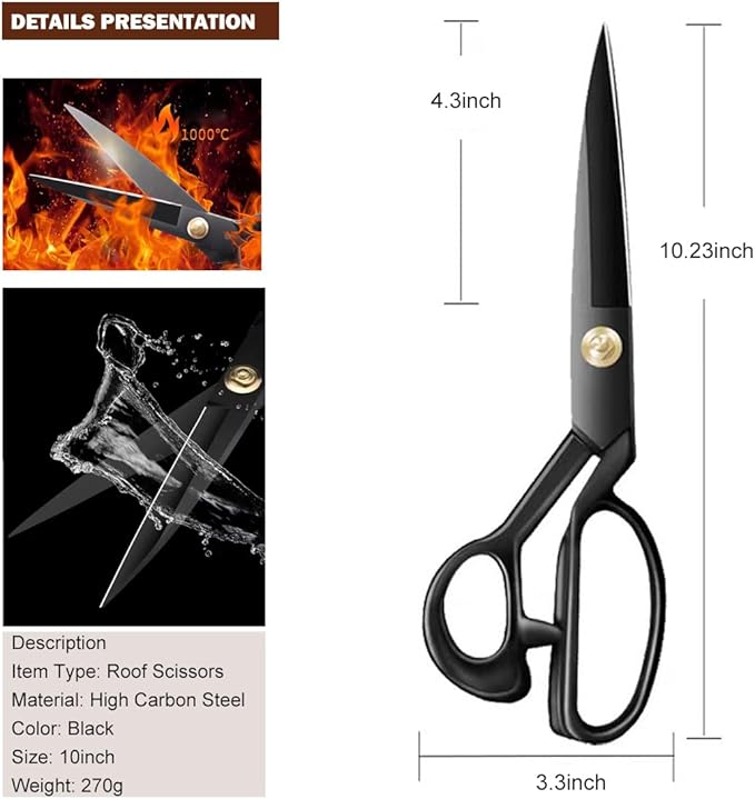 4Pcs 10inch Professional Heavy Duty Scissor Tools Cutting PVC TPO Epdm Hot Air Welding Roofing Materials Cutting Fabrics Composite Materials Roofing Scissors Heavy Duty for Home Artists Dressmakers