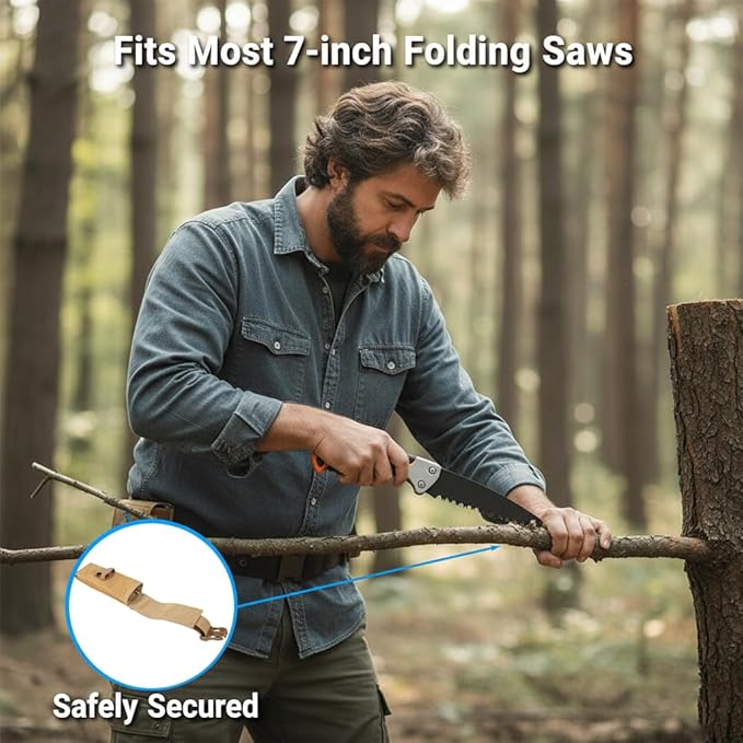 Folding Saw Storage Pouch, Compatible with 7-8 Inch Hand Saws and Pruning Saws, Made of 1680D Nylon Oxford Fabric, Brown Color for Easy Outdoor Carry