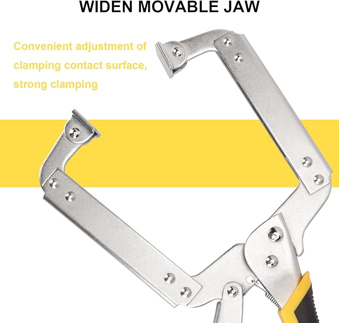 4 Pack 14 Inch C Clamp Locking Pliers,Locking C Clamp, Adjustable Nickel Plated C Pliers For Wood Working, Welding, Electrician Maintenance and more, by GENHAKON