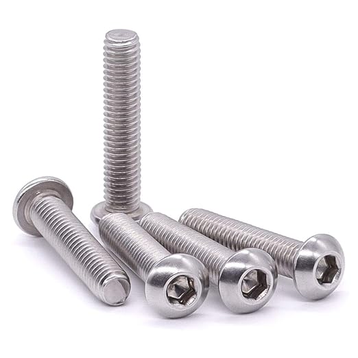 1/4-20 x 1-5/8" Button Head Socket Cap Bolts Screws, 304 Stainless Steel 18-8, Allen Hex Drive, Bright Finish, Fully Machine Thread, Pack of 50