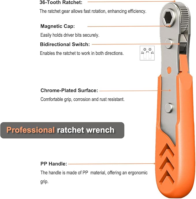 Right Angle Screwdriver 24 in 1 Ratchet Screwdriver Set with Mini Ratchet Wrench for Tight Spaces, Bike Repair & DIY Projects