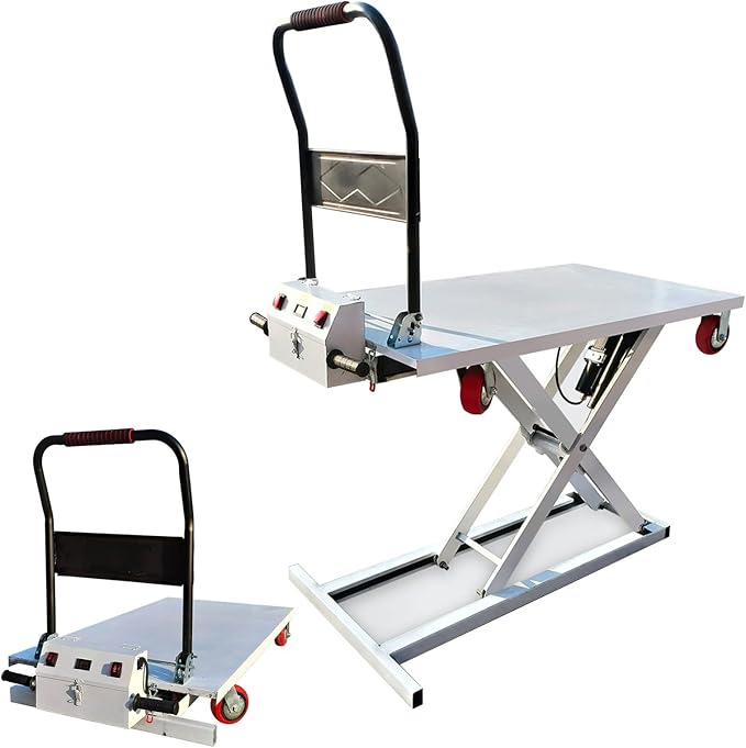 Hydraulic Lifting Platform, Hydraulic Lift Table cart, Electric Single Scissor Lift Table, Lifting Dolly with 4 Wheels, 300kg Capacity (120 * 75)
