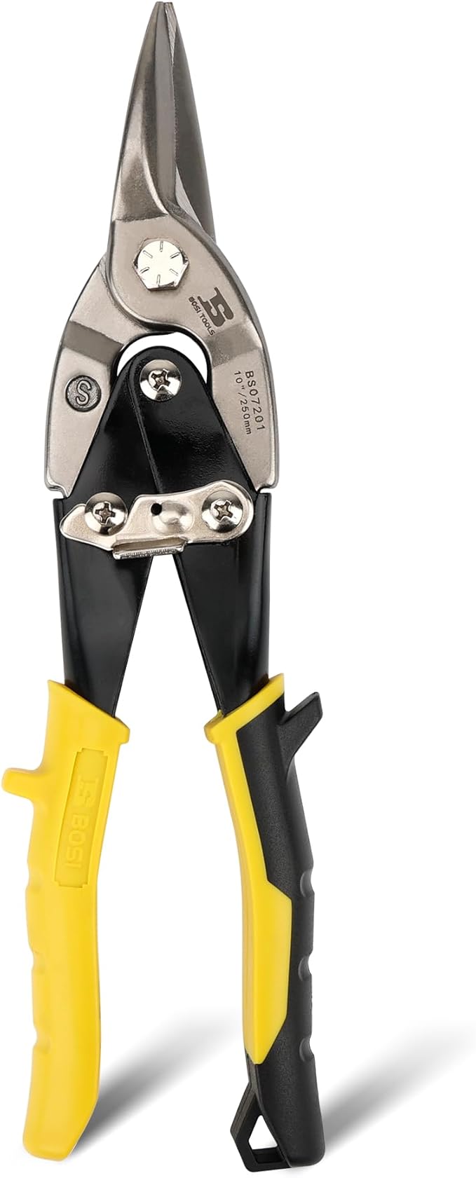 10 Inch Aviation Tin Snips, Straight Cut Heavy Duty Shears for Sheet Metal, Cutter Snips Shears with Chrome Vanadium Steel Sharp Blades & Safety Latch (10 Inch Straight)