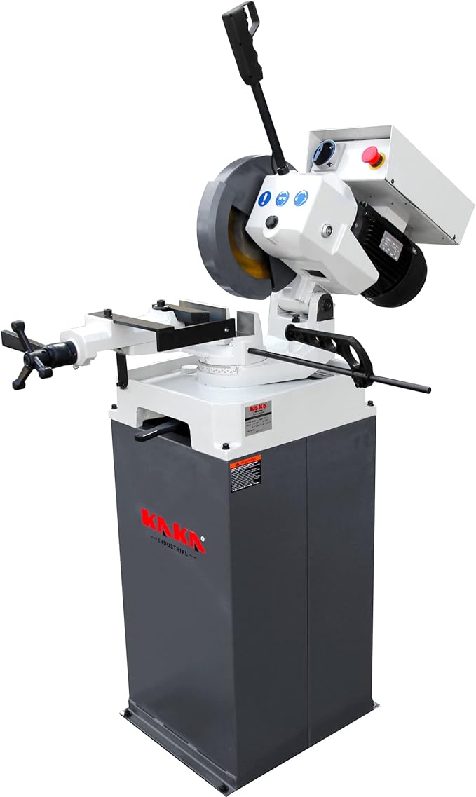 KAKA INDUSTRIAL Circular Coldsaw, 11 inch Heavy Duty Manual Metal Cutting Saw with Swivel Head (±45° Miter), 1.5HP 3-Phase Motor, HSS Blade and Coolant System for Steel, Aluminum, Copper - CS-11