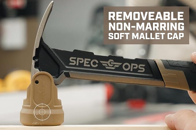 Spec Ops Tools Nailing Hammer, 16 Oz, Rip Claw, Smooth Face, Shock-Absorbing Grip, 3% Donated to Veterans