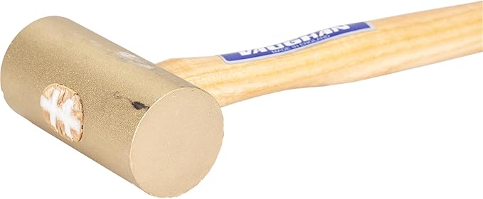 VAUGHAN Solid Brass Mallet, Non Sparking Non Marring 3.75 Lbs Head, Hickory Handle, BM200, VN59316
