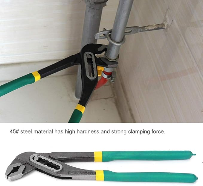 Water Pump Pliers, Heavy Duty Adjustable 45# Steel Plumbing Pliers with Pipe Wrench for Plumbers and Industrial Use (12 inches)