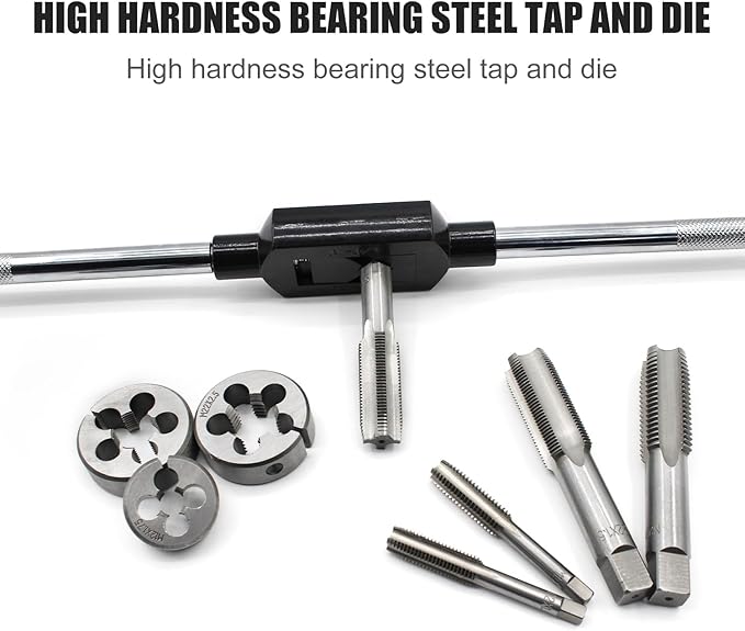 45pcs Large Metric Tap and Die Set, M6-M24 Thread Repair Kit with Rethreading Tools & Thread Chasers, External and Internal Thread Cutting & Repair Tool Kit, Complete Accessories and Storage Case