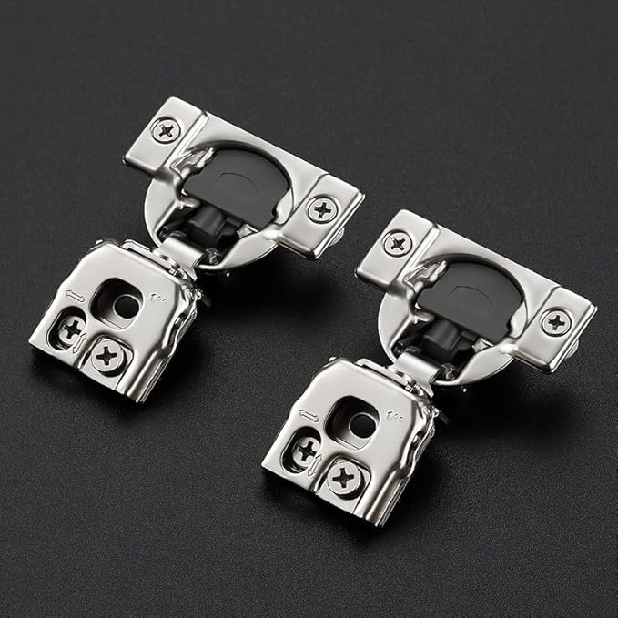 Ravinte 2 Pack 1 Pair 1 inch Overlay Cabinet Hinges Kitchen Soft Close Cabinet Hinges Hidden Door Hinge for Kitchen Cabinet Hinges Stainless Steel Adjustable Hinges Satin Nickel Cabinet Hardware