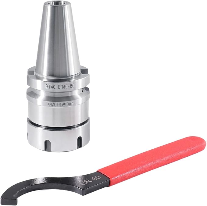 Accusize Industrial Tools BT40 Shank + 15 Pcs ER40 Collet Set + Wrench in Fitted Strong Box, BT40-ER40