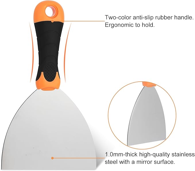 3-Piece Spackle Knife Set: 2", 3"竊똞nd 5" Professional Putty Knives - Paint Scraper and Drywall Tools for Wall Repair-WEGAZ