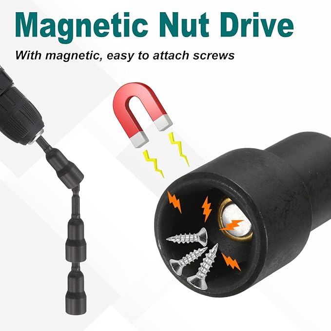 uxcell 2Pcs 1/4" Hex Shank 13mm Magnetic Hex Socket 65mm Length, CR-V Steel Quick-Release Impact Driver Socket Wrench Screw for Impact Drill Power Nut Setter