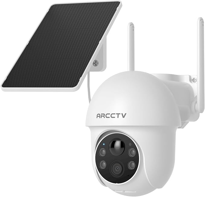 Solar Security Cameras Wireless Outdoor, 4MP 360째 View Battery Powered Outdoor Camera, Night Vision with Spotlight, 2-Way Audio, PIR Motion Sensor, 2.4G/5G Dual Band WiFi, SD/Cloud Storage