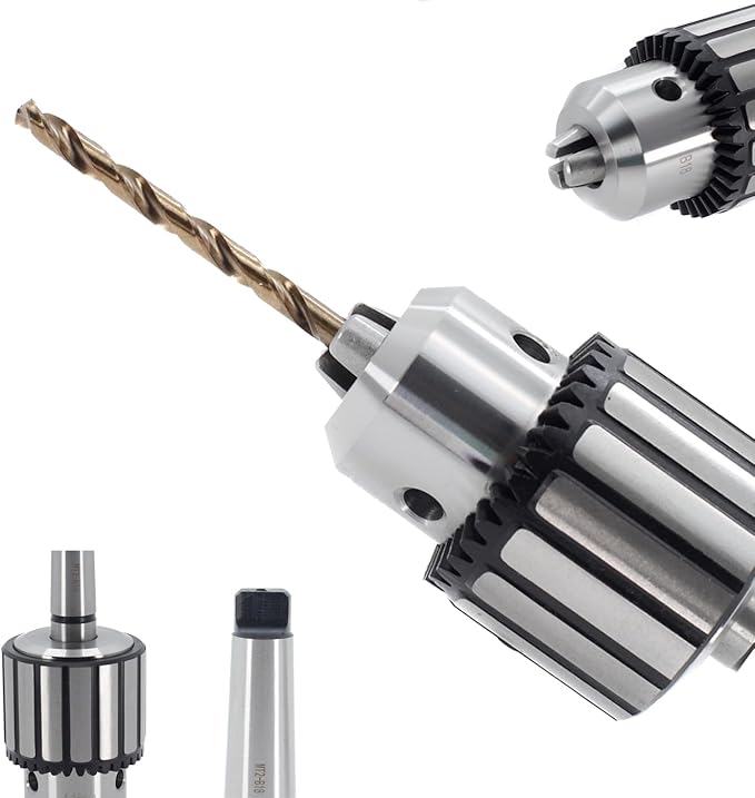 Drill Chuck JESTUOUS B18 Key Type 5/8 Inch(1-16mm) with MT2 Morse Taper Arbor Heavy Duty Chucks