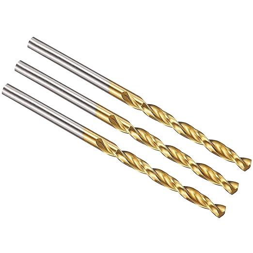 PATIKIL 3.1mm Drill Bit, M42 8% Cobalt High-Speed Steel Jobber Straight Shank 135° Titanium Nitride (TiN) Coated for Hard Metal Stainless Steel - 3 Pack