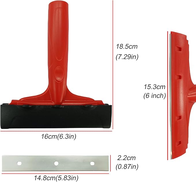 6 inch Razor Blade Scraper with 25Pcs Double-Edged Stainless Steel Blades for Removing Labels,Decals,Stickers,adhesive,Caulk,Paint from Glass,Stove Top,Window,Walls,Mirror,Tile