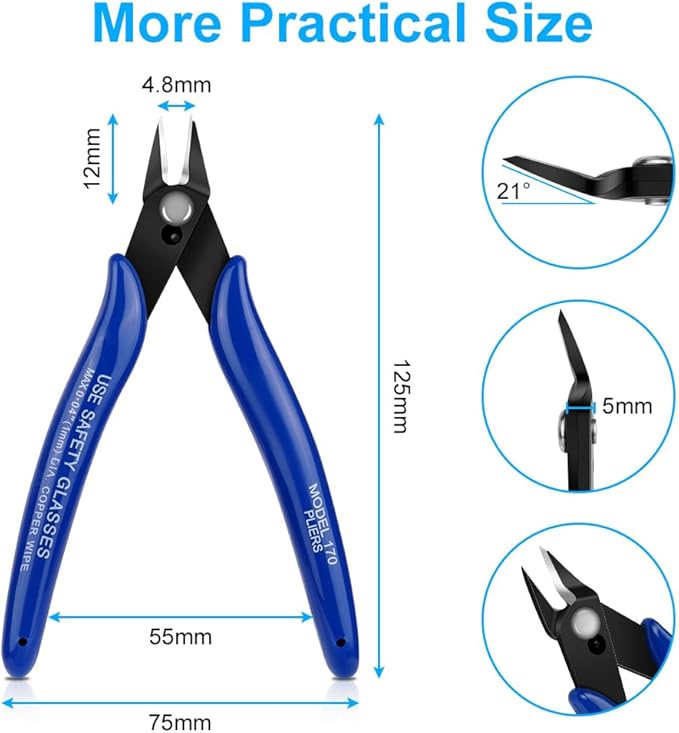 Ainiv Wire Cutters, 4PCS Spring-loaded Side Cutters Flush Cutters, Diagonal Cutters Precision Side Cutters, Diagonal Cutting Pliers in CRV Steel, Heavy Duty Cutting Pliers for Electrical, Homes