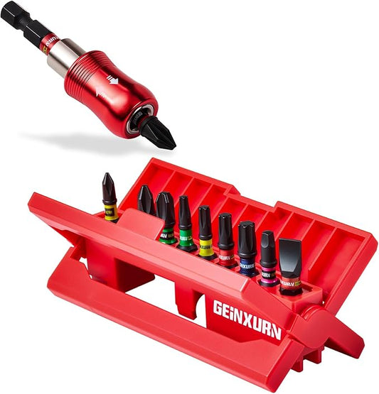 11Pieces Impact Screwdriver Bits Set, Magnetic S2 Steel 1??Phillips/Square/Torx/Slotted Insert Bits Tips,Impact Bit Holder with X-Shape Storage Box Case