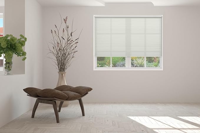BlindsAvenue Cellular Honeycomb Cordless Shade, 9/16" Single Cell, Light Filtering, Winter White, Size: 56.5" W x 48" H