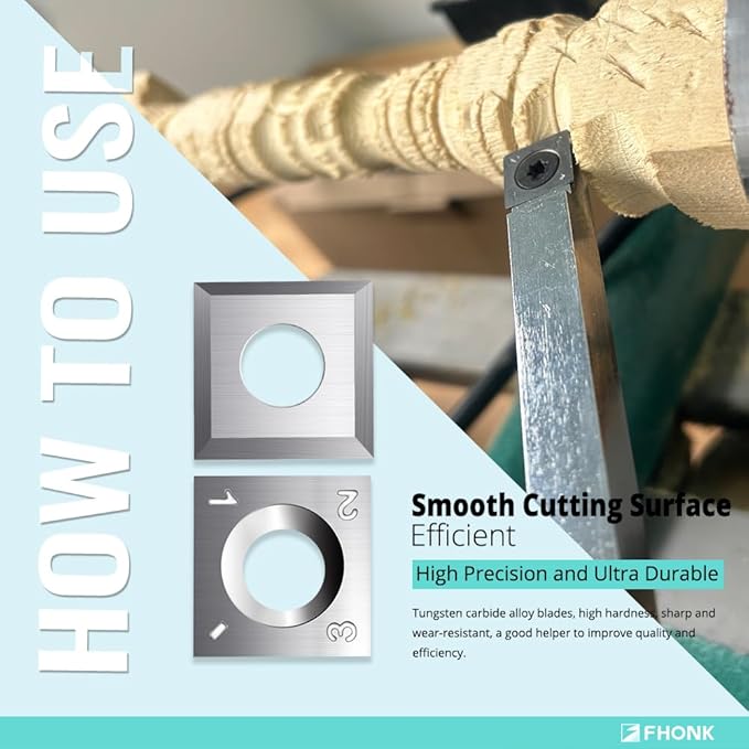 13.8mm Square Straight Carbide Cutters, for Woodturning Replacement Cutter Knives, Fits Spiral, Helical Planer Cutter, Wood Lathe Turning Tool, 10-Piece (13.8x13.8x2.5-30째)
