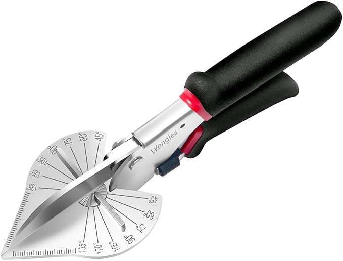 Trim Miter Shears ??45째-135째 Adjustable Cutter for Wood Molding, Quarter Round, Shoe Trim, PVC, Rubber, Craft Sticks, Decorative Edges