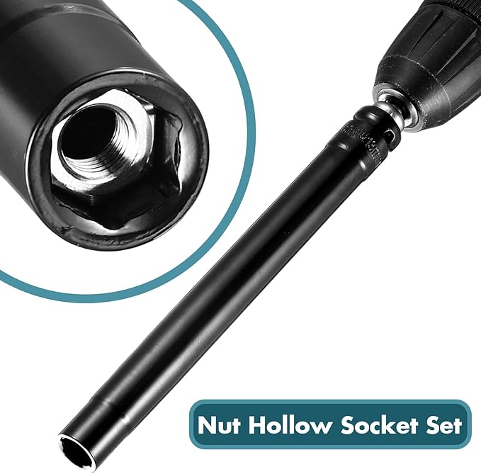 Blulu 1/2"(13mm) Power Nut Driver, Nut Runner Hollow Socket with 1/4" Hex Shank, Fit Long Bolts and Ductwork for Overhead Fastening Applications Operations(1 Pack, 7.8 Inch)