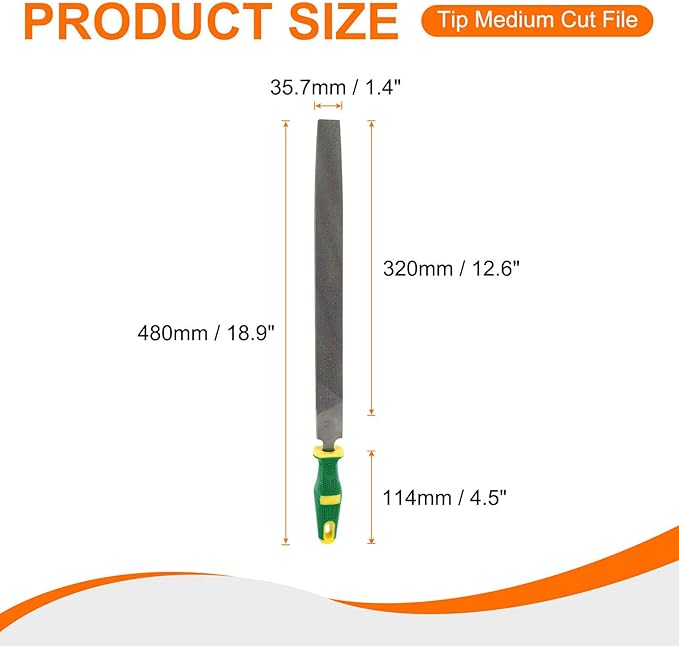 HARFINGTON Tip Medium Cut File 14" Double Cut Teeth High Carbon Steel Hand Rasp File with Plastic Handle for Metal Wood Deburring Removing
