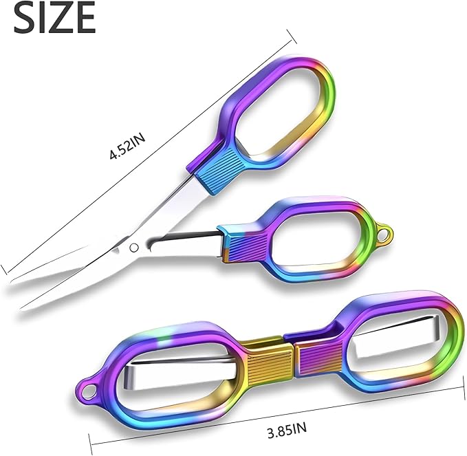 Folding scissors,TSA-Compliant and Portable,Compact enough to fit in your purse,Safe Portable Travel,small,Stainless Steel Retractable Scissors,fishing scissors,2 Pcs