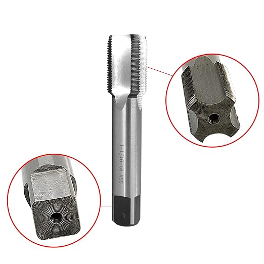 Lzcdelyxiao 1-1/16"-16 Tap UN Right Hand Straight Flute Thread Tap Machine Tap Nominal Diameter 1-1/16" Thread Per Inch 16 Fin Thread Tolerance Grade 2B Tapping Thread High Speed Steel HSS
