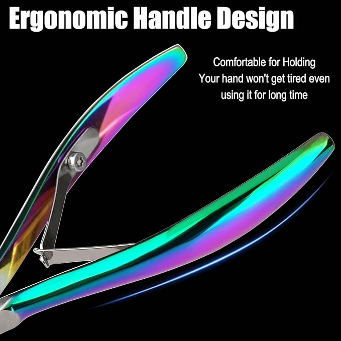 LePinko Professional Cuticle Trimmer kit, Super Sharp Dead Skin Clipper, Labor-saving Cuticula Remover for Fingernail Toenail, Home Salon Use, 7mm Jaw, Rainbow Color
