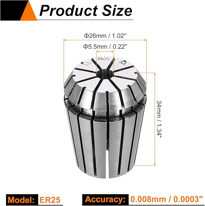 HARFINGTON Spring Collet Chuck ER25 5.5mm 65Mn Spring Steel Precision Router Collets for CNC Engraving Milling Lathe Tool