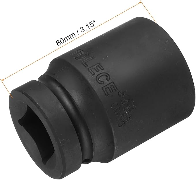 uxcell 1" Drive 41mm 12-Point Impact Socket, CR-MO Steel 80mm Length, Standard Metric Sizes