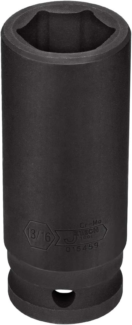 Jetech 1/2 Inch Drive 13/16 Inch Deep Impact Socket, Made with Heat-Treated Chrome Molybdenum Alloy Steel, 6-Point Design, SAE