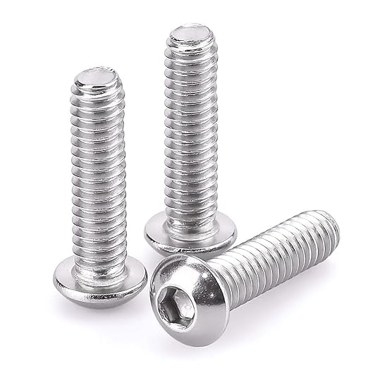1/4-20 x 1 Button Head Socket Cap Bolts Screws, 304 Stainless Steel 18-8, Allen Hex Drive, Bright Finish, Fully Machine Thread, Pack of 100