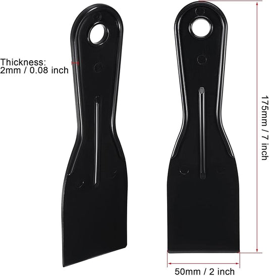 uxcell Putty Scraper 2" ABS Plastic Spatula Drywall Patch Repair Spreader Wall Covering Smoother Black 2Pcs