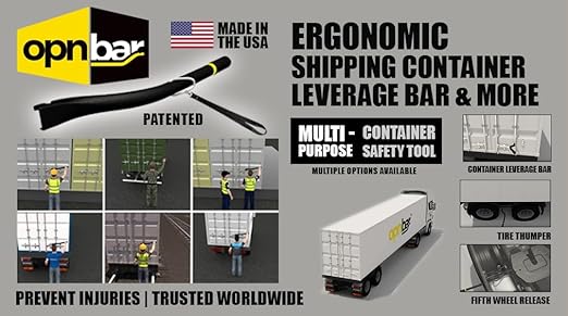 Leverage Bar for Shipping Container Doors - and More, OPNBar, Steel - by Shipping Container Safety International, Flat Black, Yellow (Pack of 1)