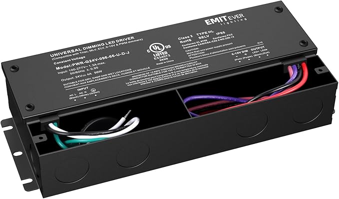 EMITEVER Dimmable Led Driver, 2 Packs 96W AC 110V-277V to DC 24V Transformer, 5-in-1 Dimming: ELV/MLV/TRIAC / 0-10V / 1-10V / 10V PWM/Potentiometer, Waterproof IP67 and UL Listed