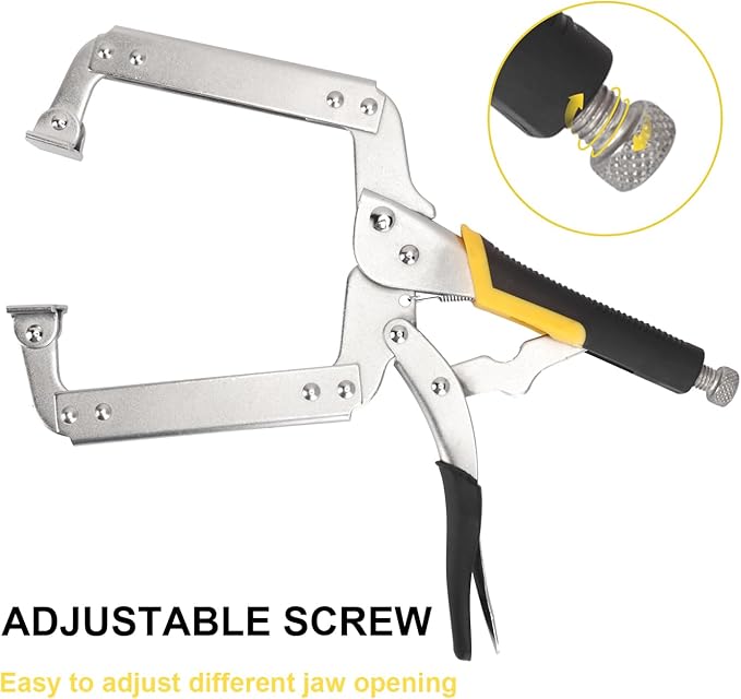 4 Pack 14 Inch C Clamp Locking Pliers,Locking C Clamp, Adjustable Nickel Plated C Pliers For Wood Working, Welding, Electrician Maintenance and more, by GENHAKON